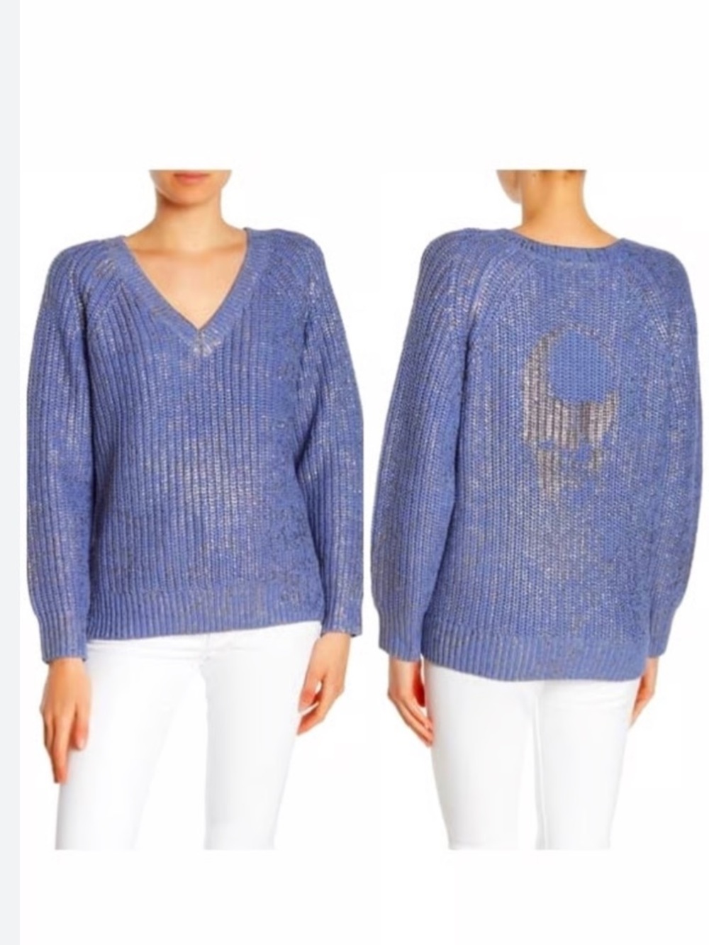 SKULL CASHMERE Sora V Neck Metallic Sweater